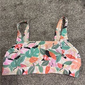 Floral bikini top with Multicolor Leaf Print